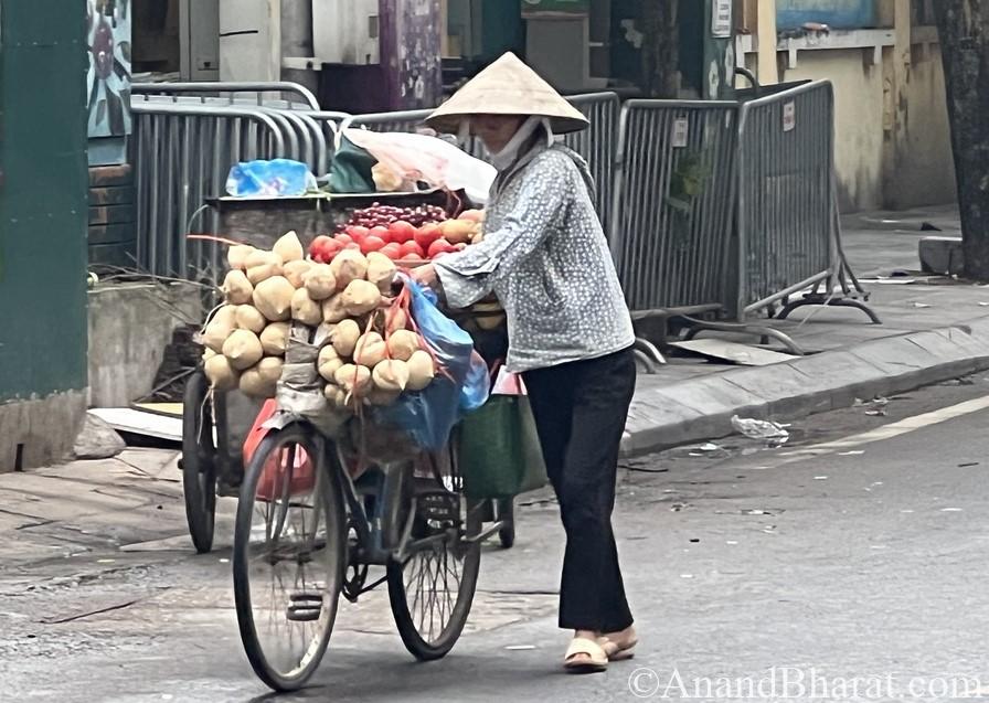 An early morning green grocer in Hanoi