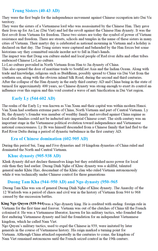 Dai Viet history from 40 AD to 965 AD