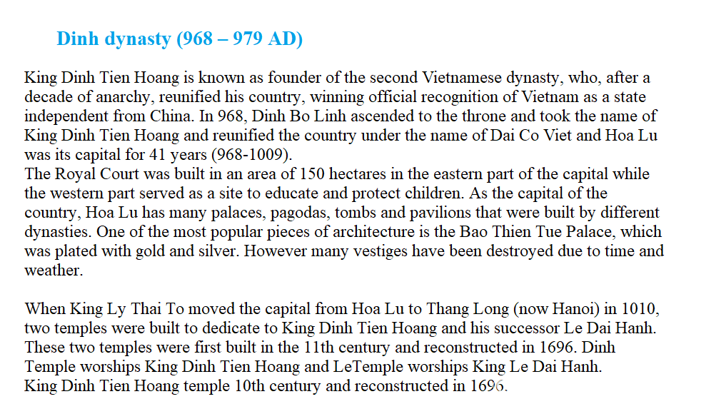 Dai Viet history from 968 - 979 AD