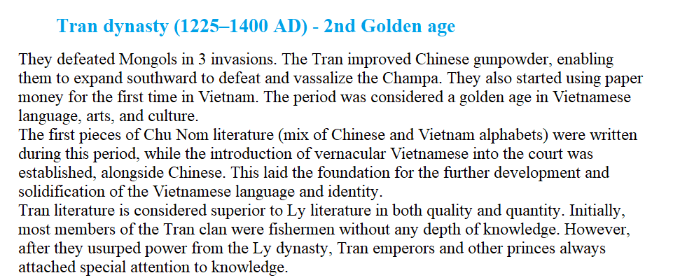 Dai Viet history from 1225 - 1400 AD