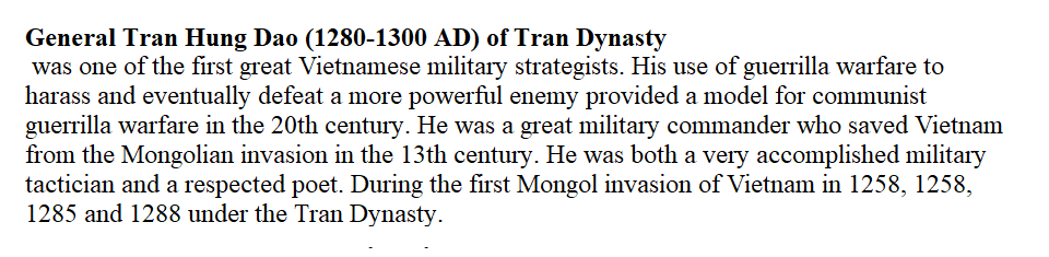 General Tran Hung Dao of Tran dynasty