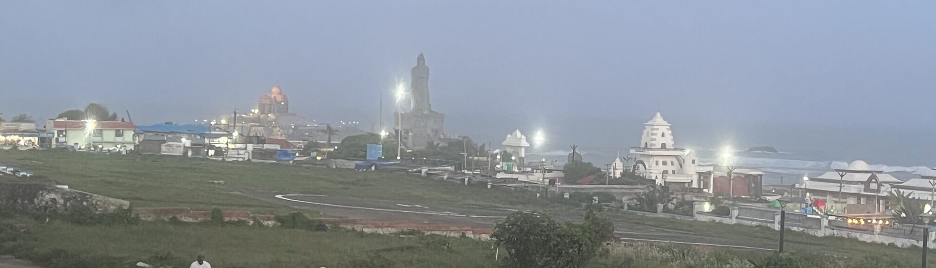 Night view of memorials as viewed from state owned Hotel Tamil Nadu hotel