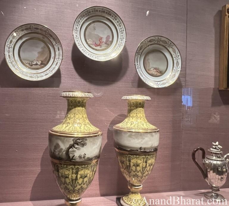 Three plates with marine designs (shells, corals ans fish)- hard-paste porcelain-French, Paris, 1789-97