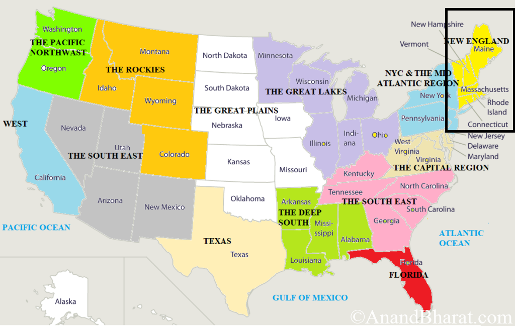 Regionwise Map of America